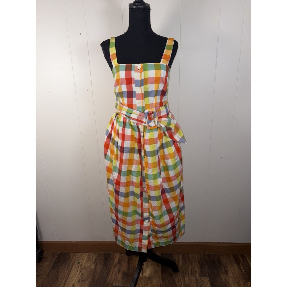Christopher John Rogers for Target Plaid Wide Strap Tie Waist Dress Size 2 NWT